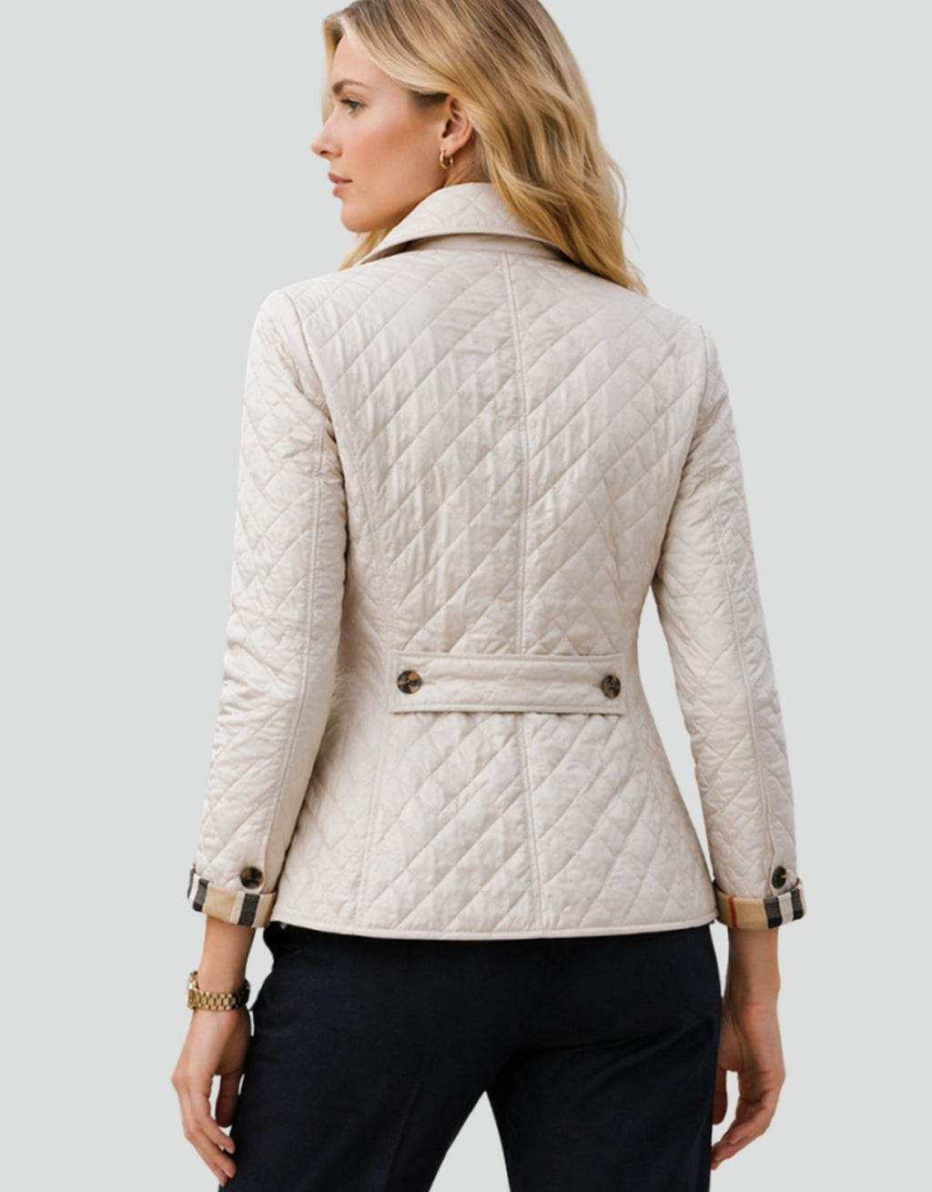 Luisa | Veste à col matelassé pour femmes avec patte de boutonnage pour la mi-saison