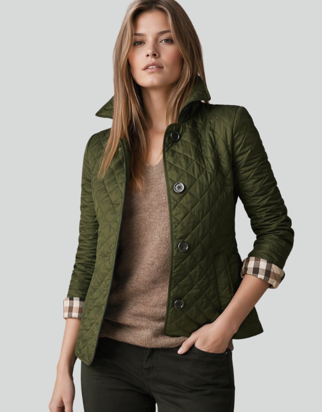 Luisa | Veste à col matelassé pour femmes avec patte de boutonnage pour la mi-saison