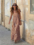 Luisa | Robe Maxi Rayée Femme avec Bretelles Spaghetti à Nouer