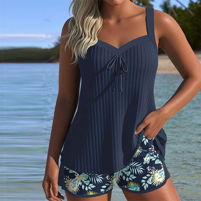 Johanna | Ensemble Deux-Pièces Rayé Tankini avec Shorts pour Femmes
