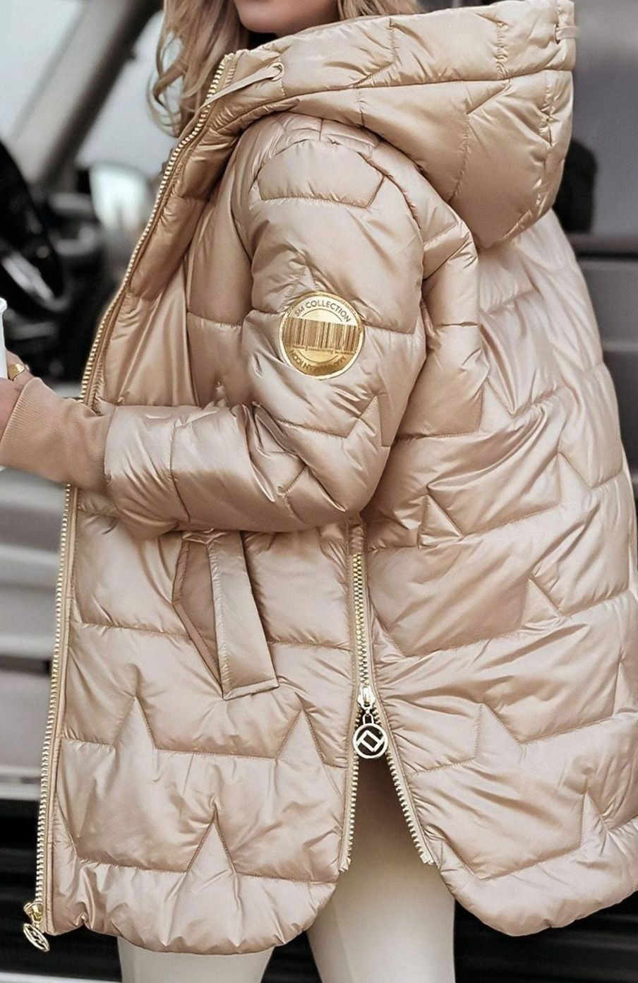 Frieda | Veste matelassée brillante pour femmes avec capuche, manteau d'hiver