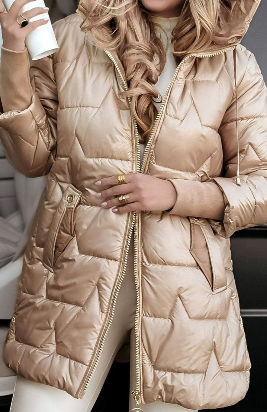 Frieda | Veste matelassée brillante pour femmes avec capuche, manteau d'hiver