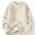 Nora | Pull en tricot épais pour femmes avec col rond et motif en relief à manches longues