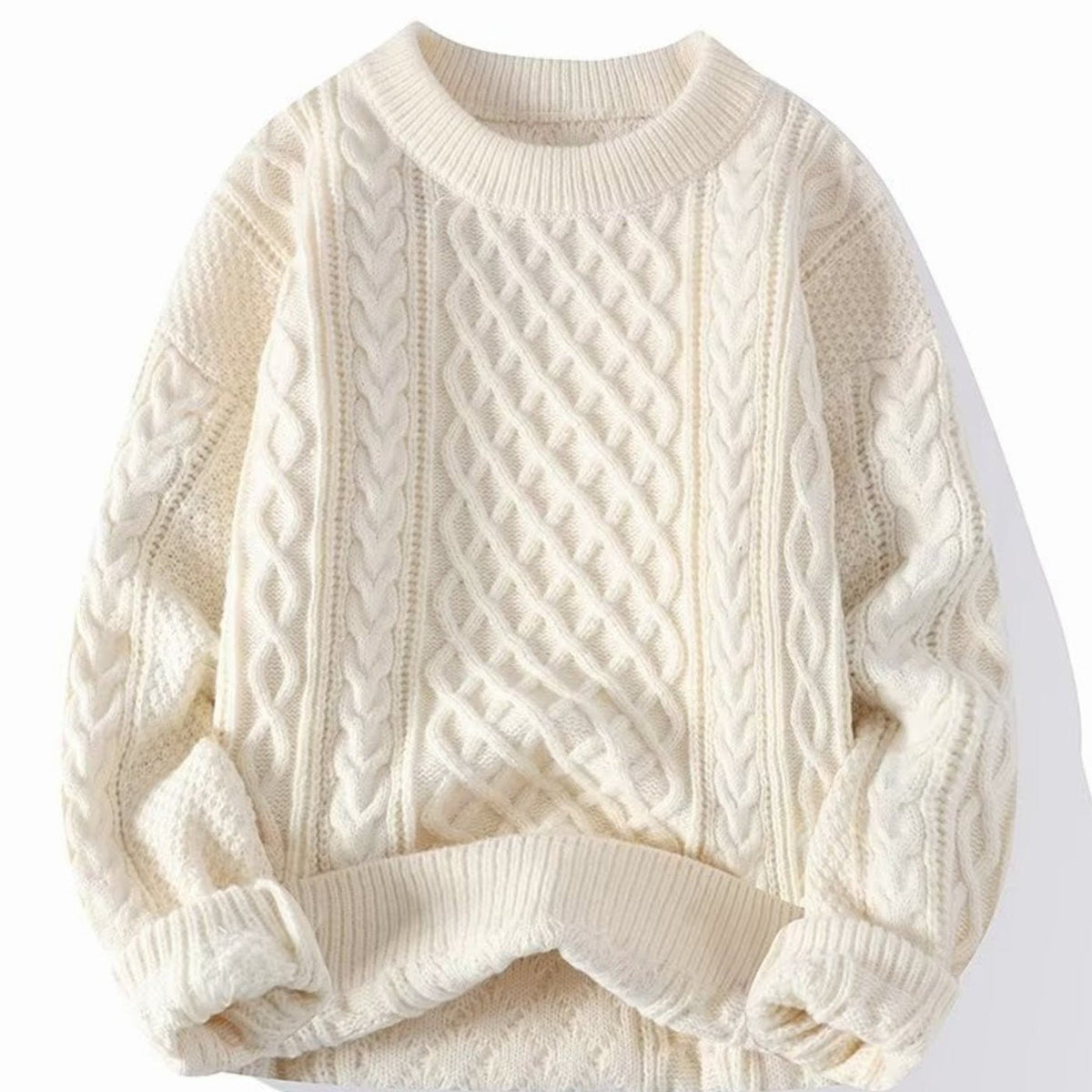 Nora | Pull en tricot épais pour femmes avec col rond et motif en relief à manches longues