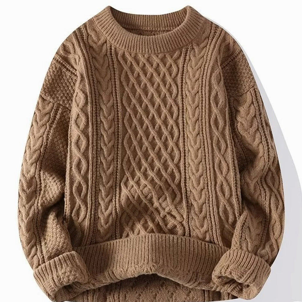 Nora | Pull en tricot épais pour femmes avec col rond et motif en relief à manches longues