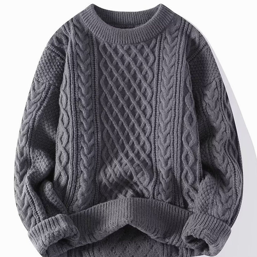 Nora | Pull en tricot épais pour femmes avec col rond et motif en relief à manches longues
