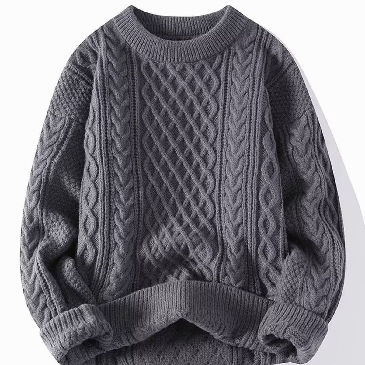 Nora | Pull en tricot épais pour femmes avec col rond et motif en relief à manches longues