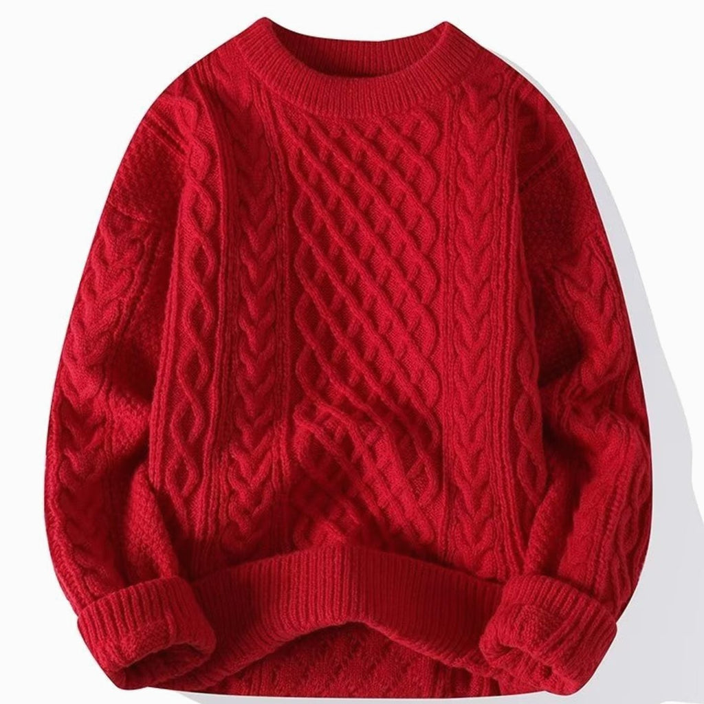 Nora | Pull en tricot épais pour femmes avec col rond et motif en relief à manches longues