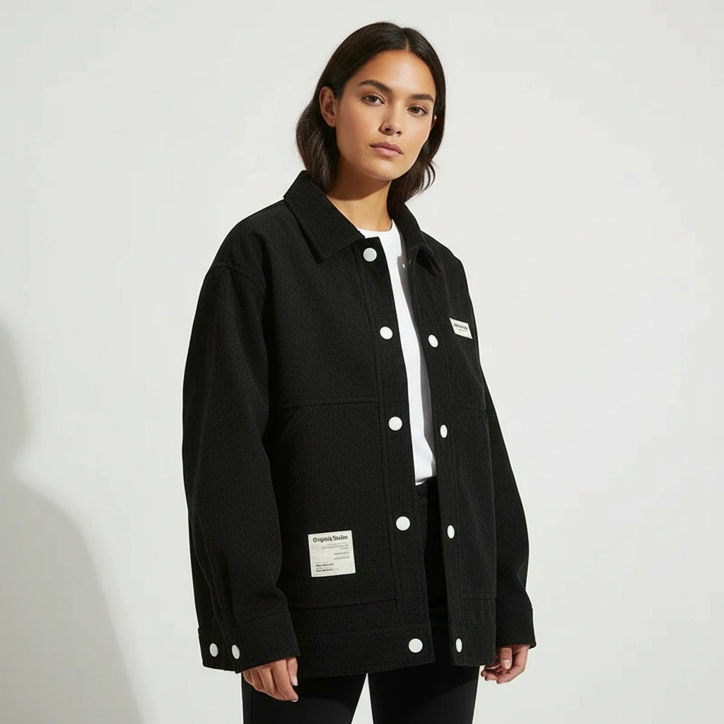 Chemise-vestes pour femmes avec boutonnière et poches plaquées
