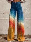 Mia | Jeans Wide-Leg Taille Haute Femme Chevron Dégradé Rétro