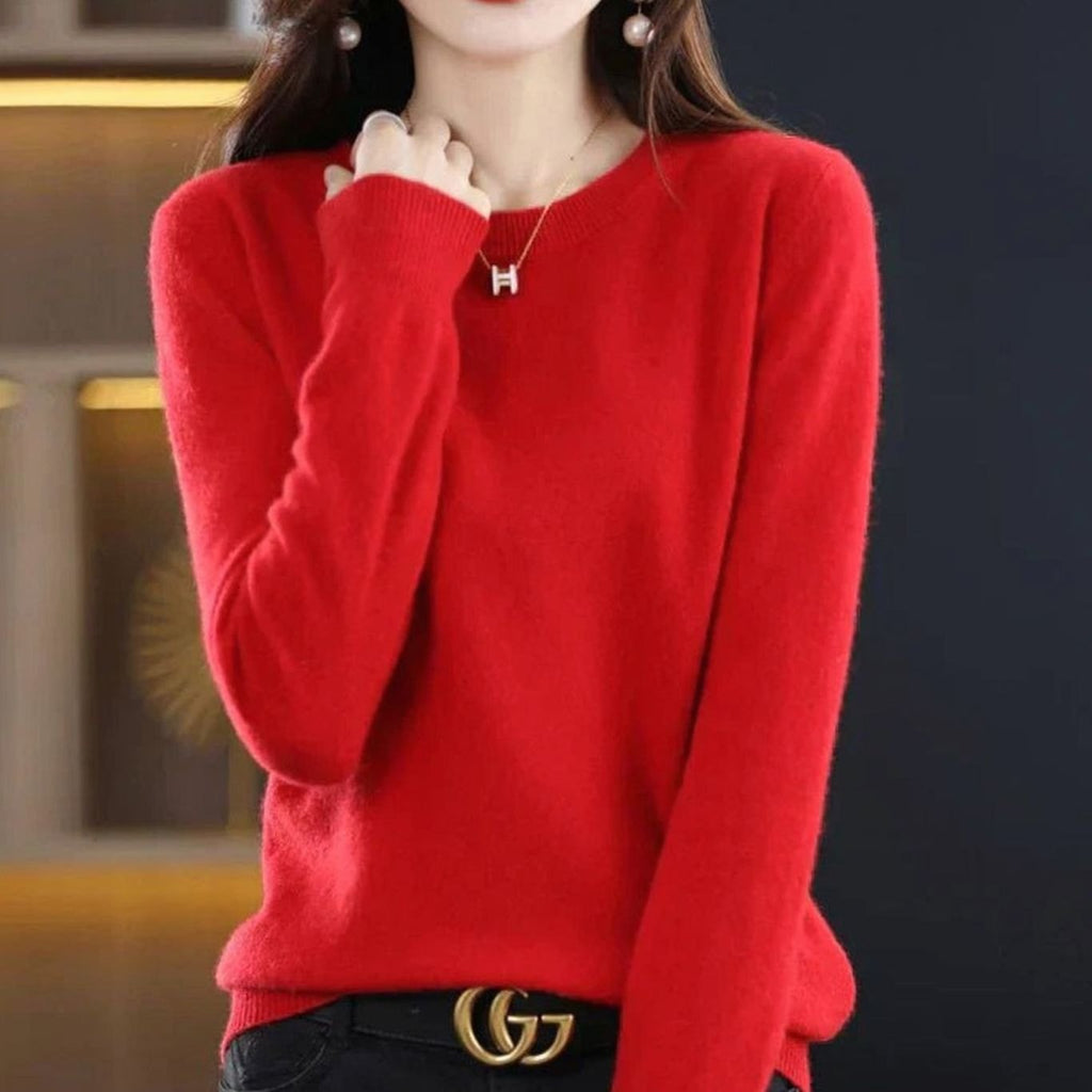 Annika | Pull en maille classique à col rond pour femmes, manches longues, doux comme du cachemire
