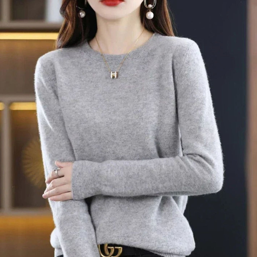 Annika | Pull en maille classique à col rond pour femmes, manches longues, doux comme du cachemire