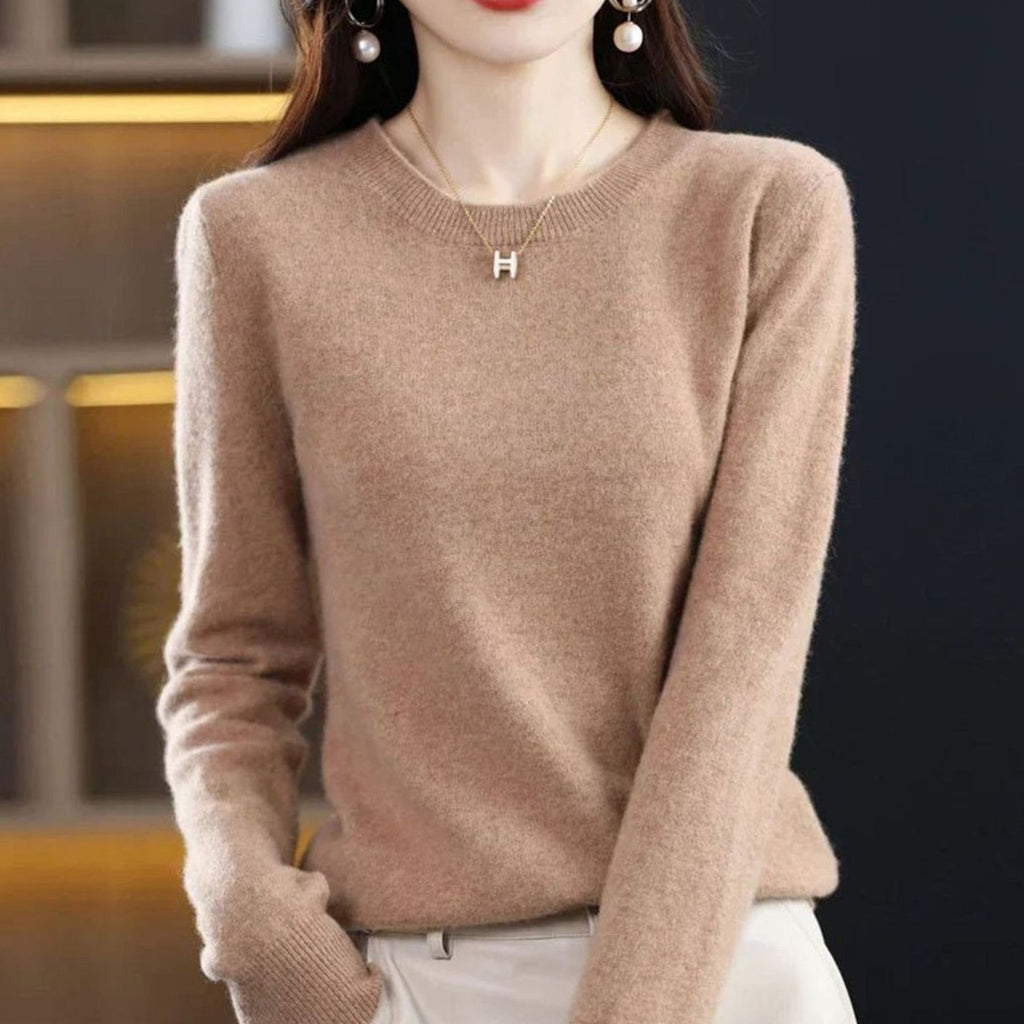Annika | Pull en maille classique à col rond pour femmes, manches longues, doux comme du cachemire