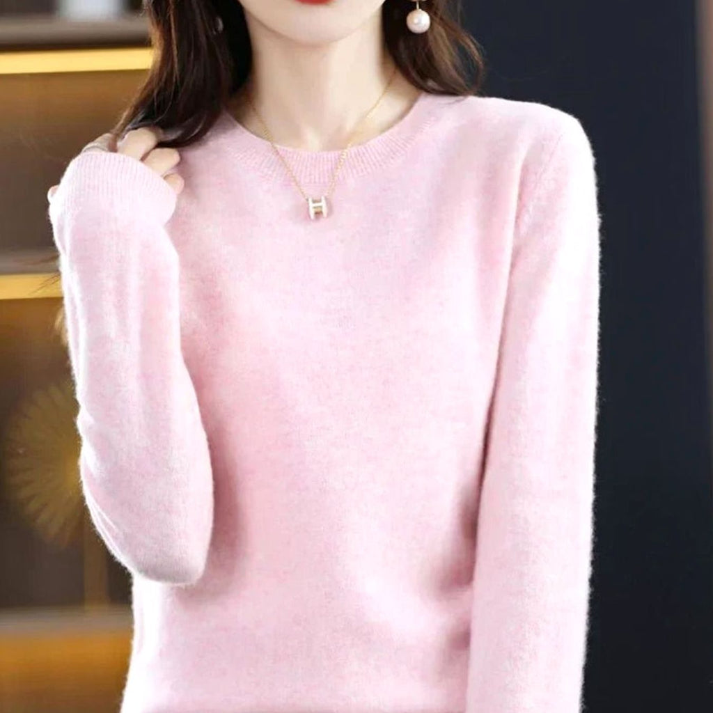 Annika | Pull en maille classique à col rond pour femmes, manches longues, doux comme du cachemire