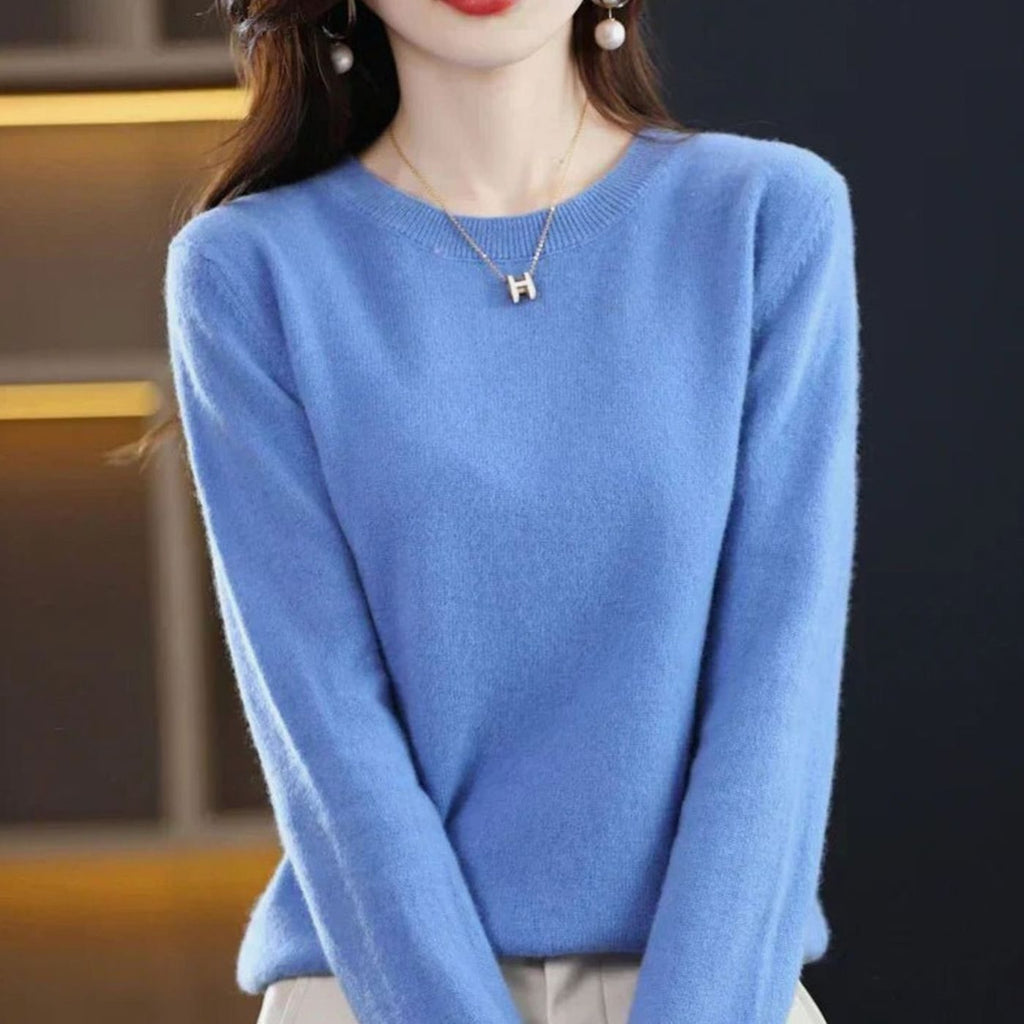 Annika | Pull en maille classique à col rond pour femmes, manches longues, doux comme du cachemire