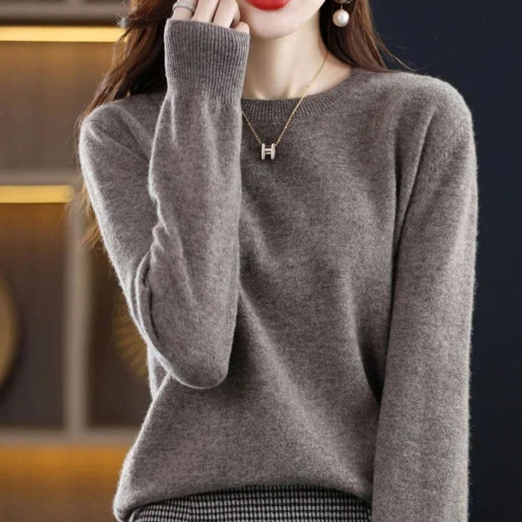Annika | Pull en maille classique à col rond pour femmes, manches longues, doux comme du cachemire