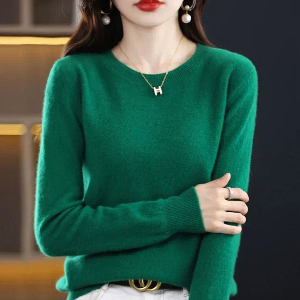 Annika | Pull en maille classique à col rond pour femmes, manches longues, doux comme du cachemire