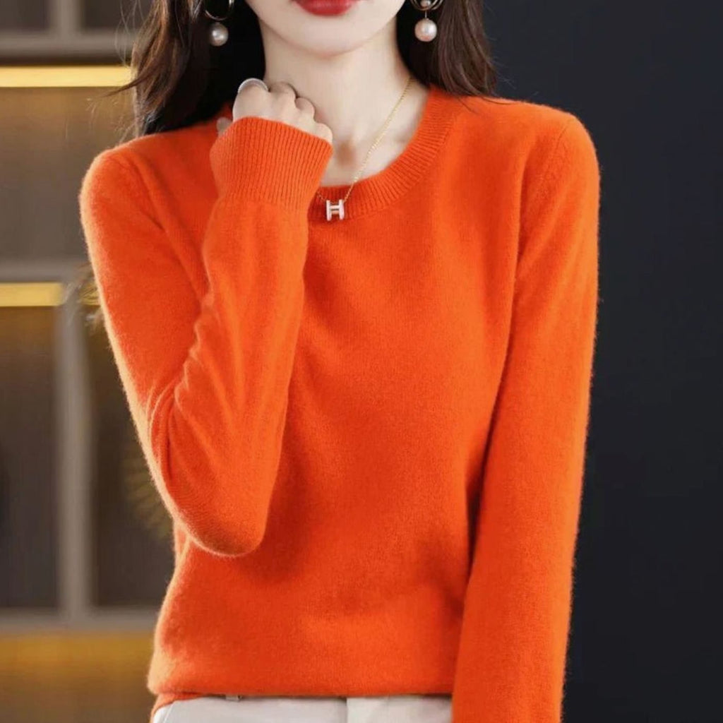 Annika | Pull en maille classique à col rond pour femmes, manches longues, doux comme du cachemire