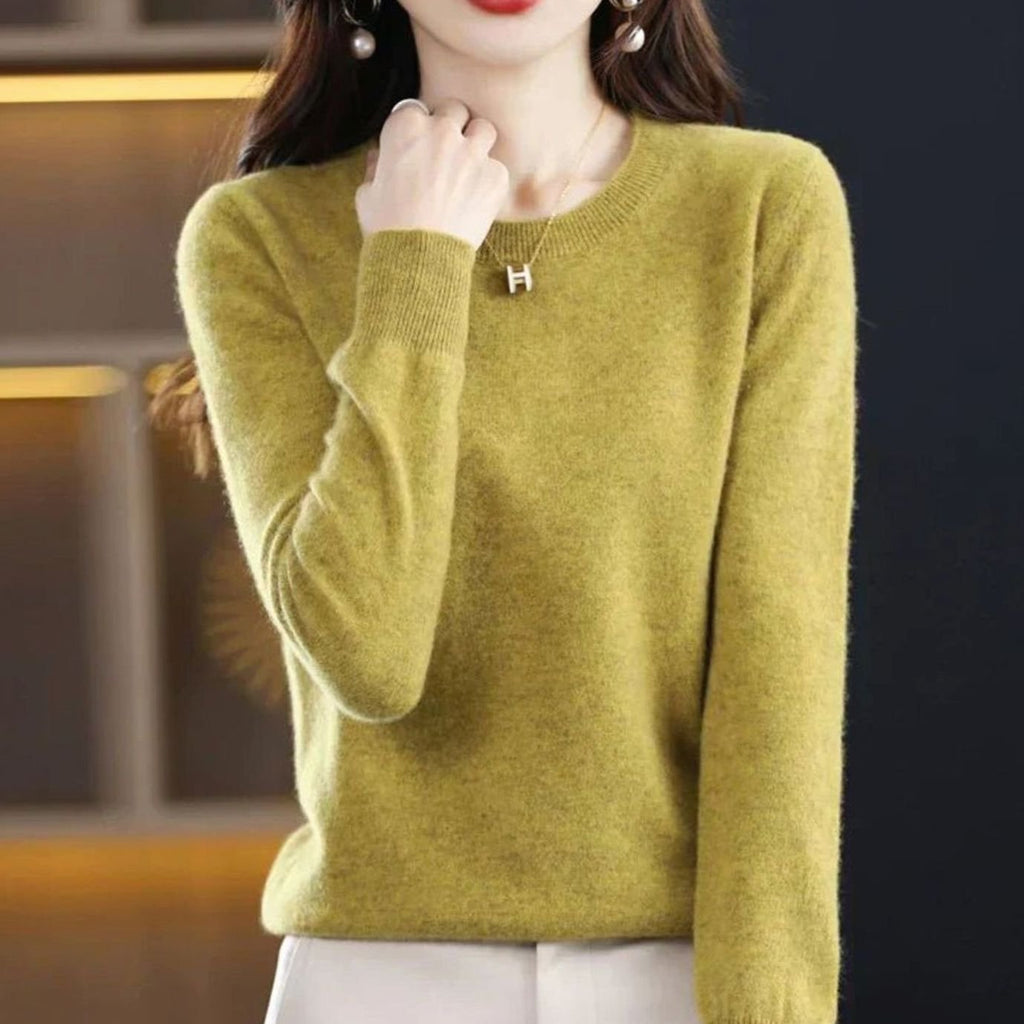 Annika | Pull en maille classique à col rond pour femmes, manches longues, doux comme du cachemire