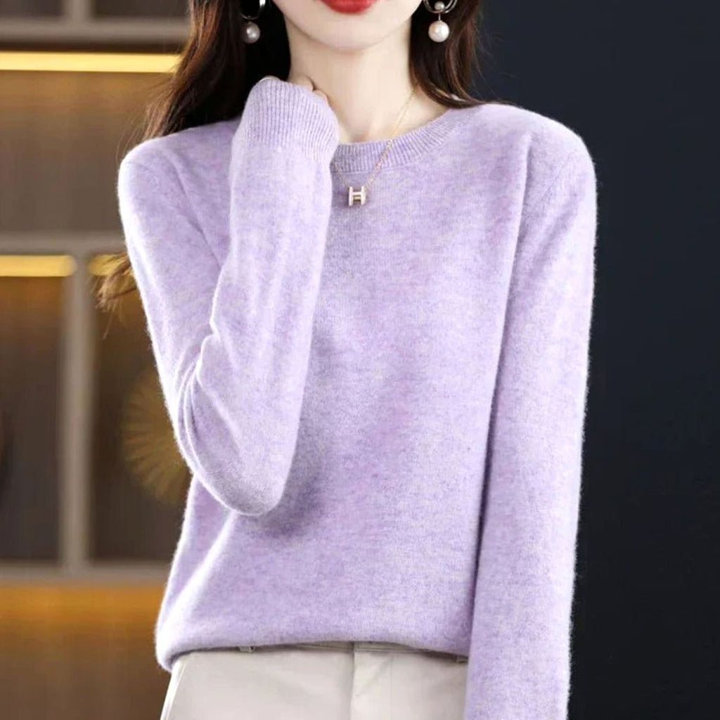 Annika | Pull en maille classique à col rond pour femmes, manches longues, doux comme du cachemire