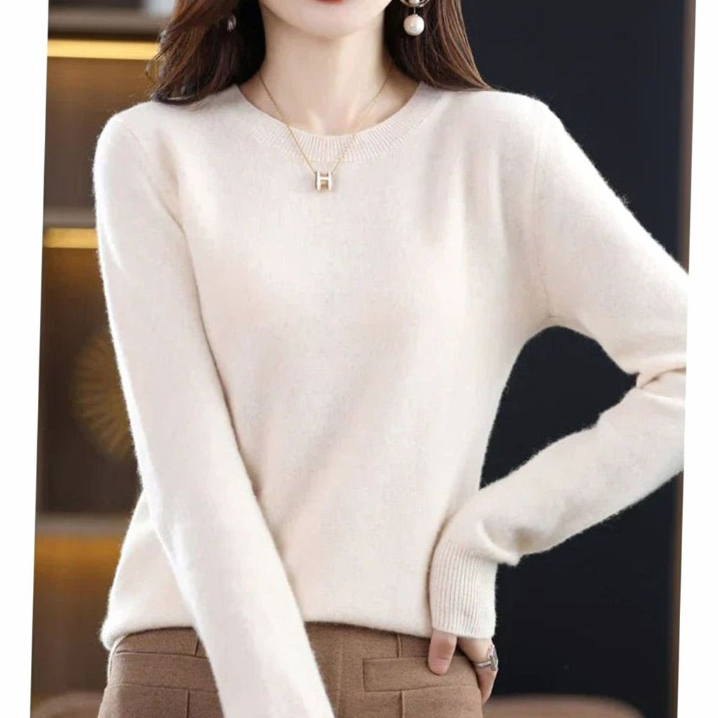 Annika | Pull en maille classique à col rond pour femmes, manches longues, doux comme du cachemire