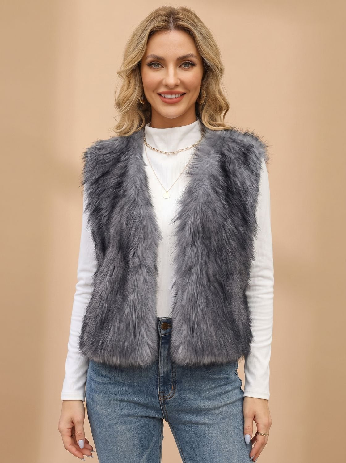 Frieda | Gilet sans manches en fausse fourrure pour femmes avec doublure intérieure