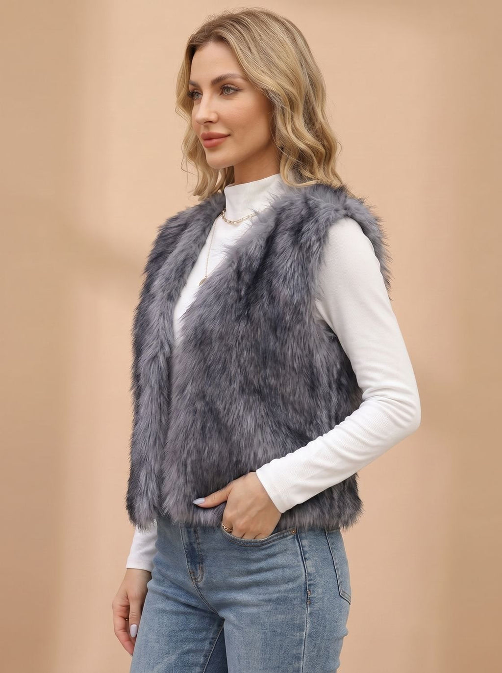 Frieda | Gilet sans manches en fausse fourrure pour femmes avec doublure intérieure