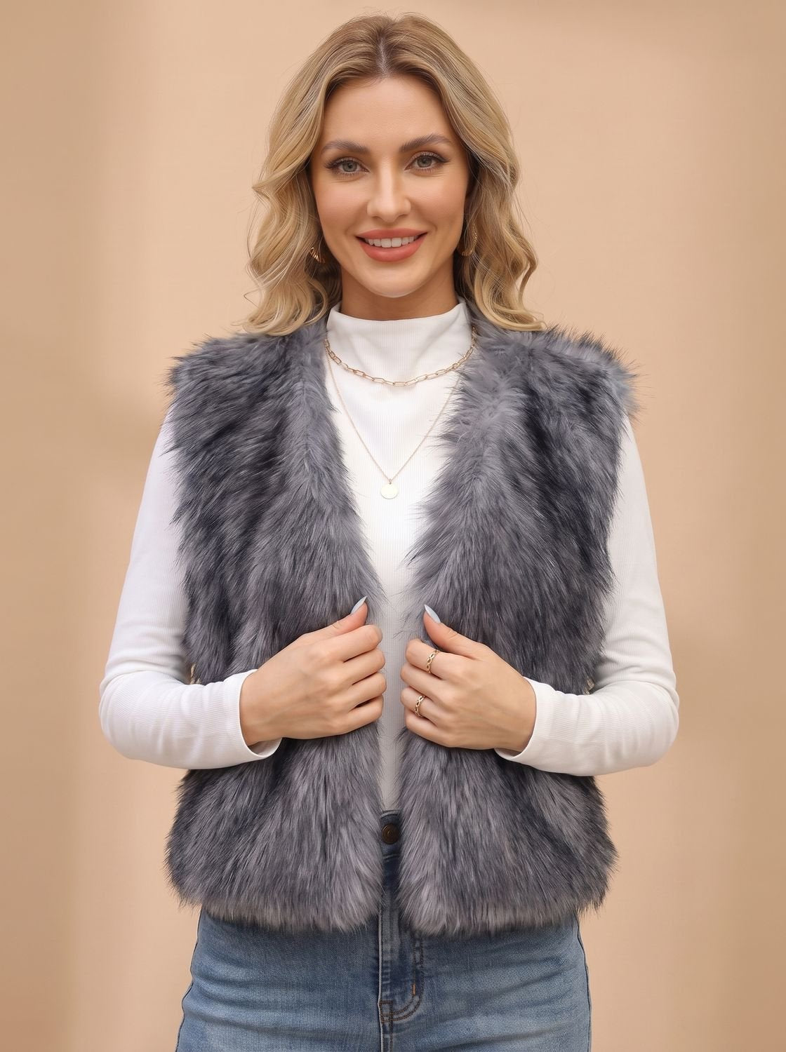 Frieda | Gilet sans manches en fausse fourrure pour femmes avec doublure intérieure