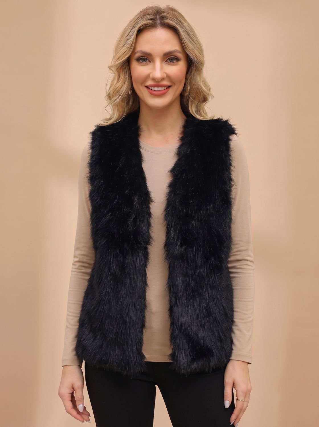 Frieda | Gilet sans manches en fausse fourrure pour femmes avec doublure intérieure