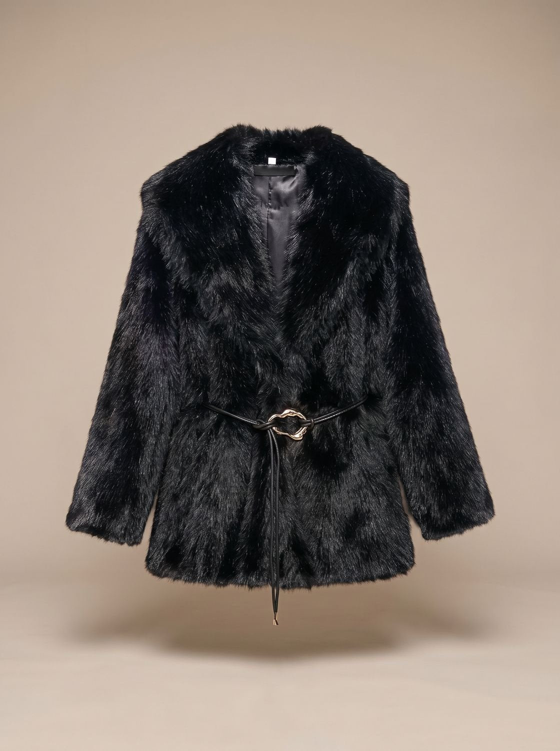 Leonie | Manteau en fausse fourrure pour femmes avec ceinture, longueur midi