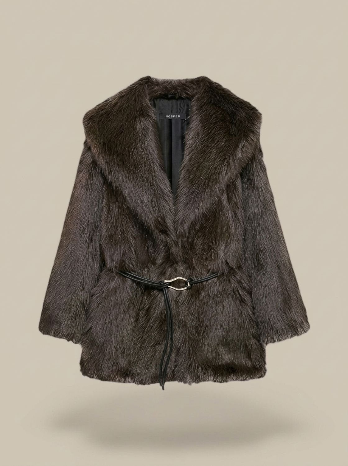 Leonie | Manteau en fausse fourrure pour femmes avec ceinture, longueur midi