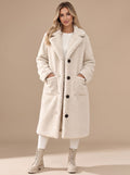 Hannah | Manteau en fausse fourrure pour femmes Manteau long en teddy Col à revers Boutonnage