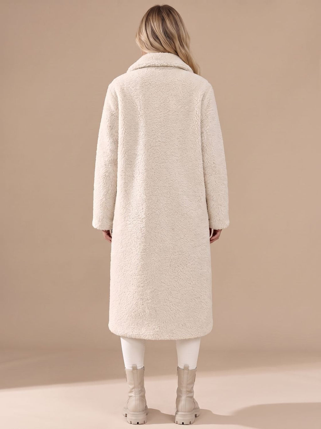 Hannah | Manteau en fausse fourrure pour femmes Manteau long en teddy Col à revers Boutonnage