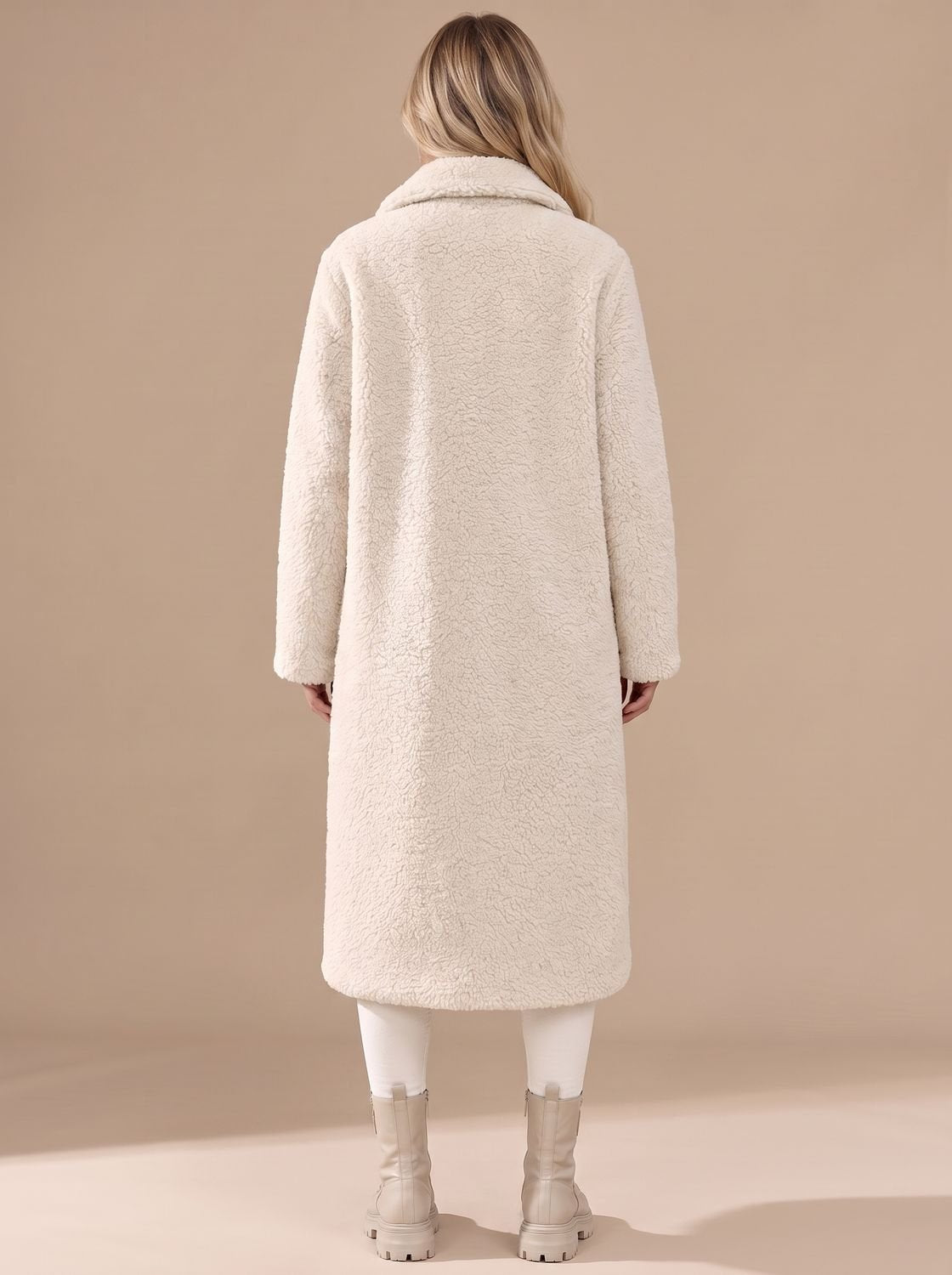 Hannah | Manteau en fausse fourrure pour femmes Manteau long en teddy Col à revers Boutonnage