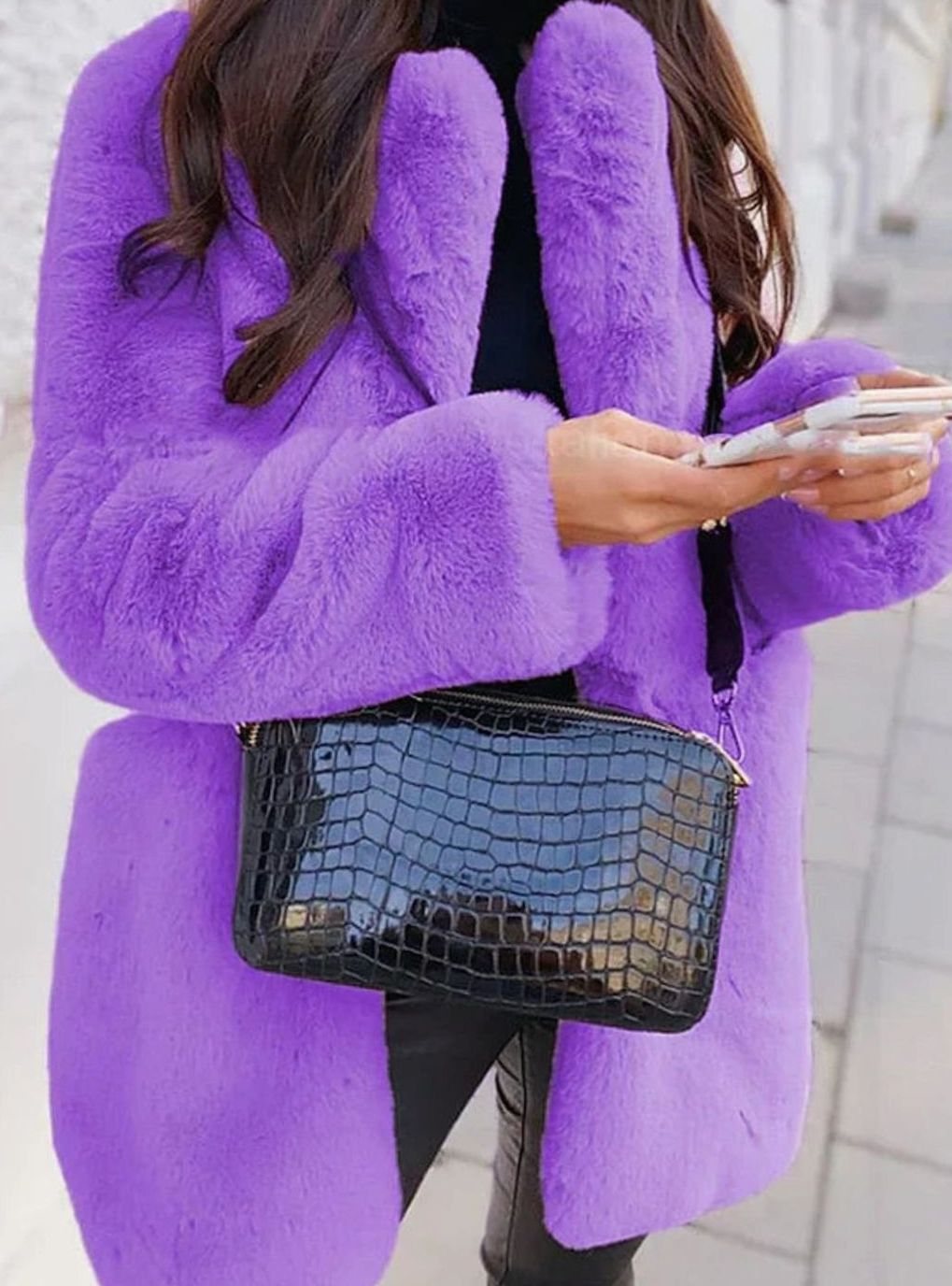 Luisa | Manteau en fausse fourrure pour femmes Veste longue en teddy Ouverture frontale