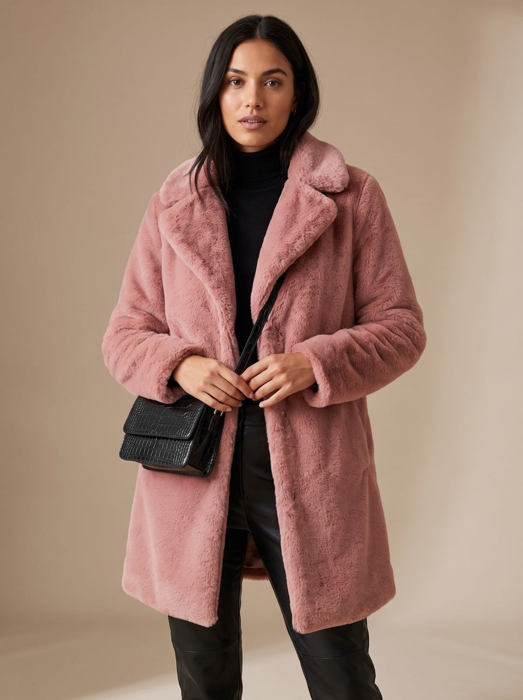 Luisa | Manteau en fausse fourrure pour femmes Veste longue en teddy Ouverture frontale
