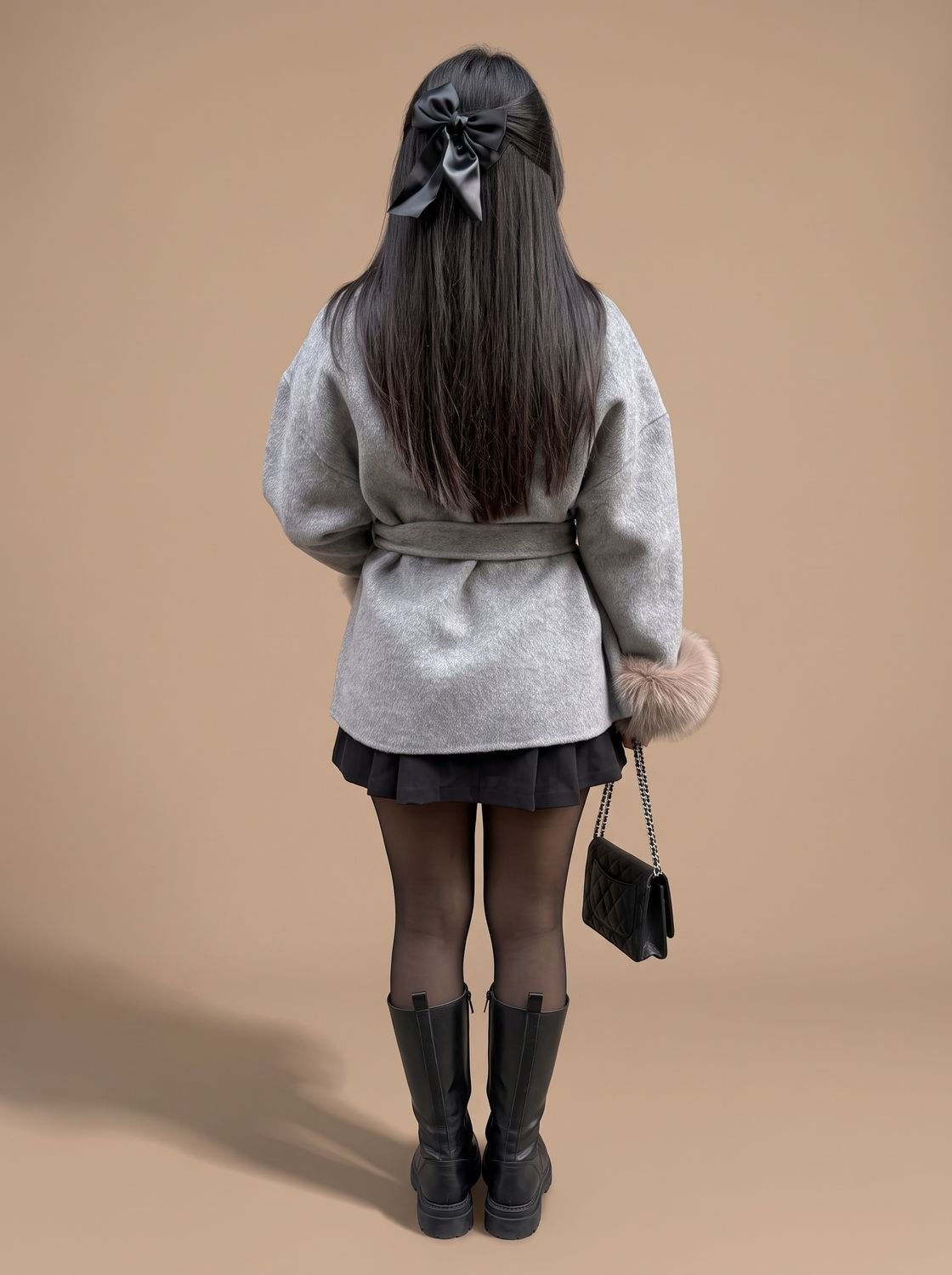 Nora | Manteau en fausse fourrure pour femmes avec ceinture et manches en peluche