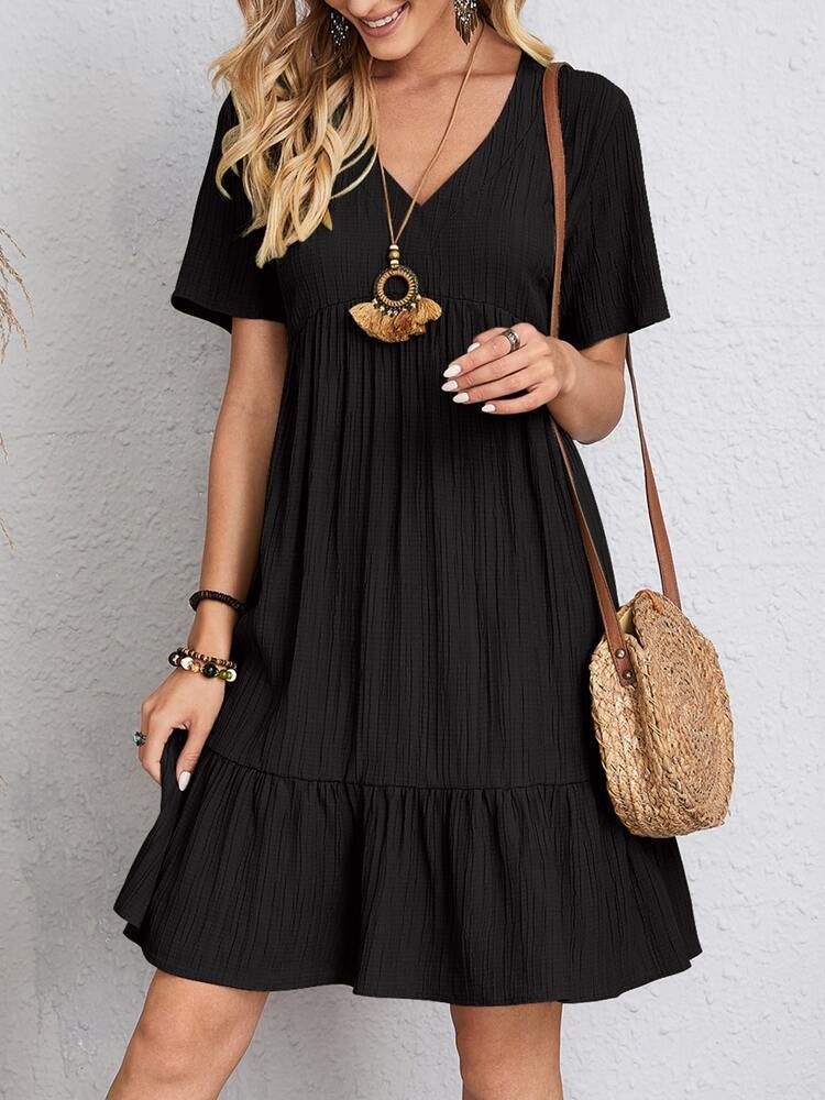 Charlotte | Robe d'été en babydoll à manches courtes et décolleté en V pour femmes