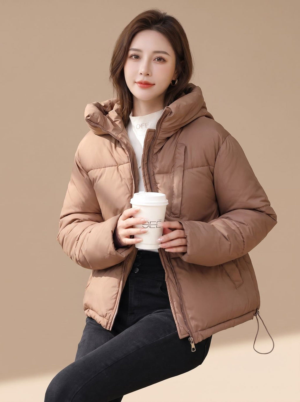 Lena | Veste d'hiver courte en duvet pour femmes avec capuche