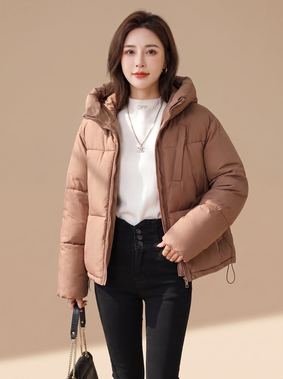 Lena | Veste d'hiver courte en duvet pour femmes avec capuche