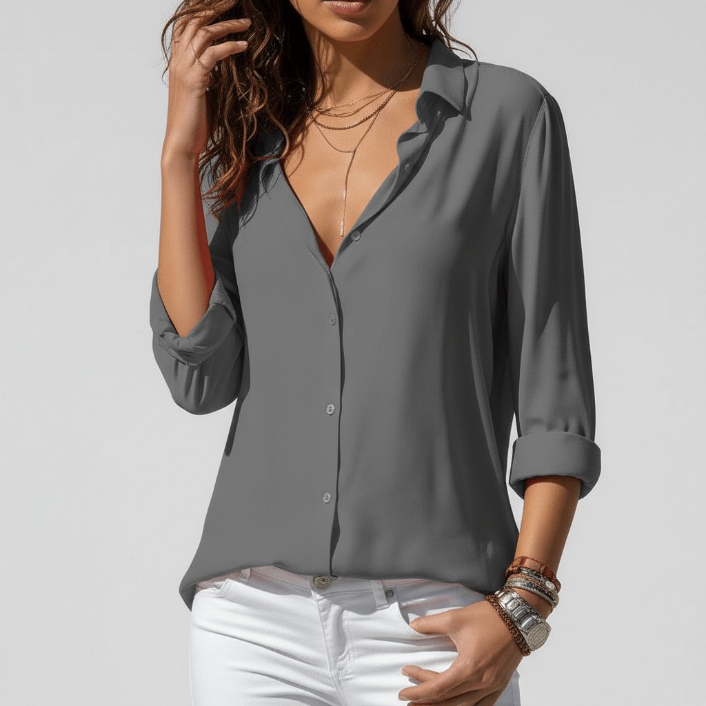 Sophie | Chemisier à manches longues pour femmes avec col chemise et devant boutonné