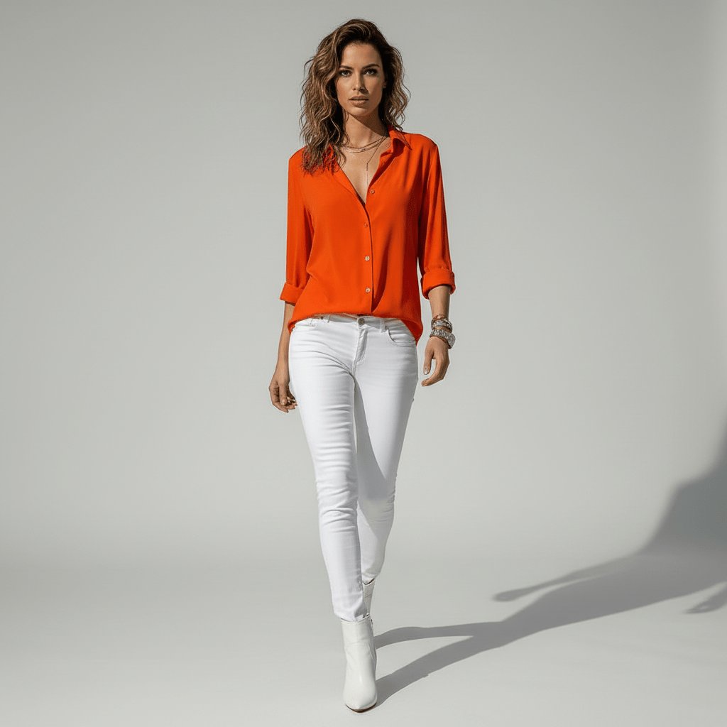 Sophie | Chemisier à manches longues pour femmes avec col chemise et devant boutonné