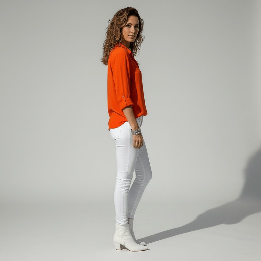 Sophie | Chemisier à manches longues pour femmes avec col chemise et devant boutonné