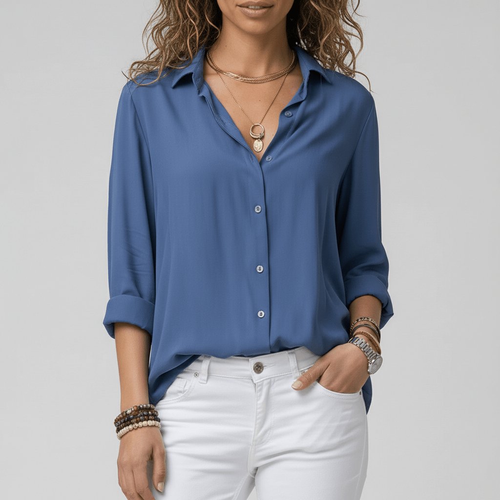 Sophie | Chemisier à manches longues pour femmes avec col chemise et devant boutonné