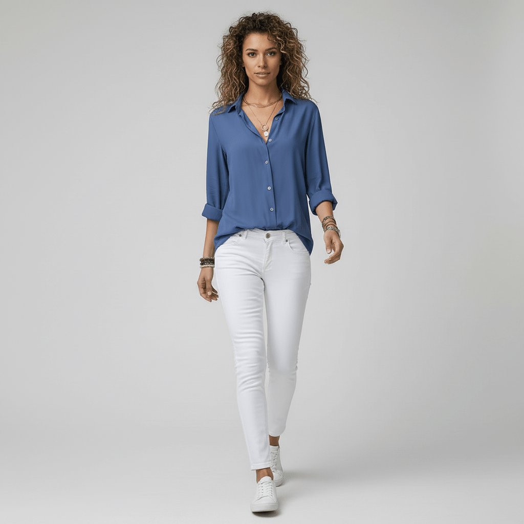 Sophie | Chemisier à manches longues pour femmes avec col chemise et devant boutonné