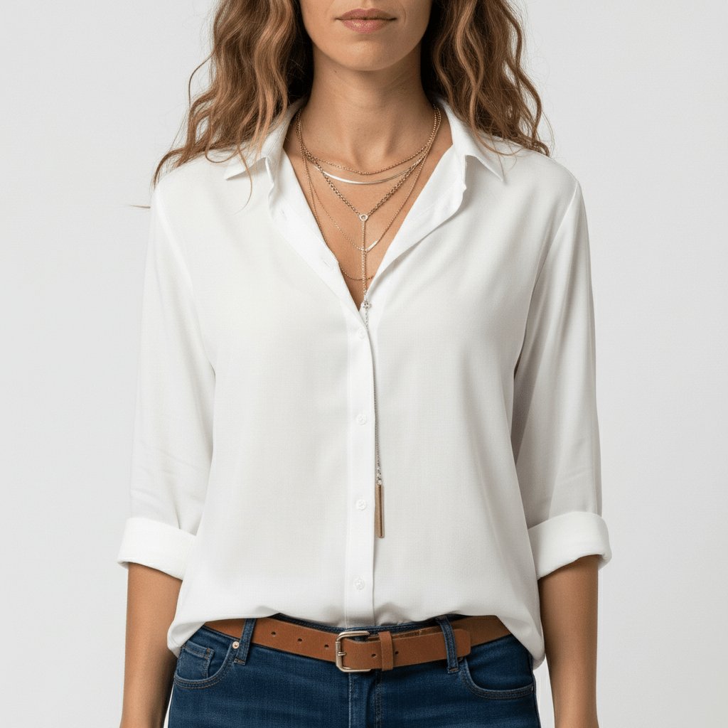 Sophie | Chemisier à manches longues pour femmes avec col chemise et devant boutonné