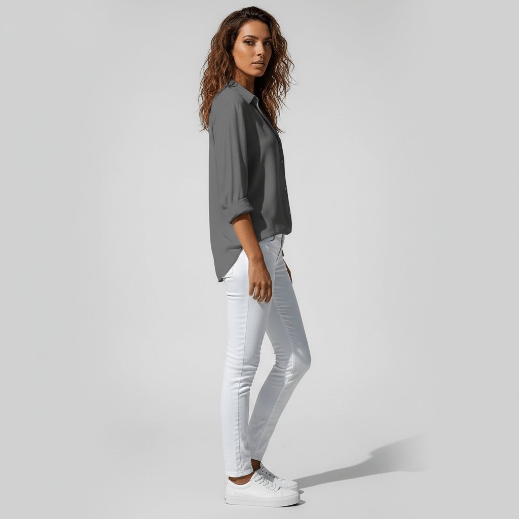 Sophie | Chemisier à manches longues pour femmes avec col chemise et devant boutonné