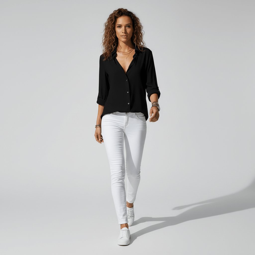 Sophie | Chemisier à manches longues pour femmes avec col chemise et devant boutonné