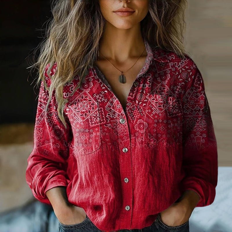 Sophie | Chemisier Vintage Boho-Paisley à Manches Longues pour Femmes avec Boutonnage