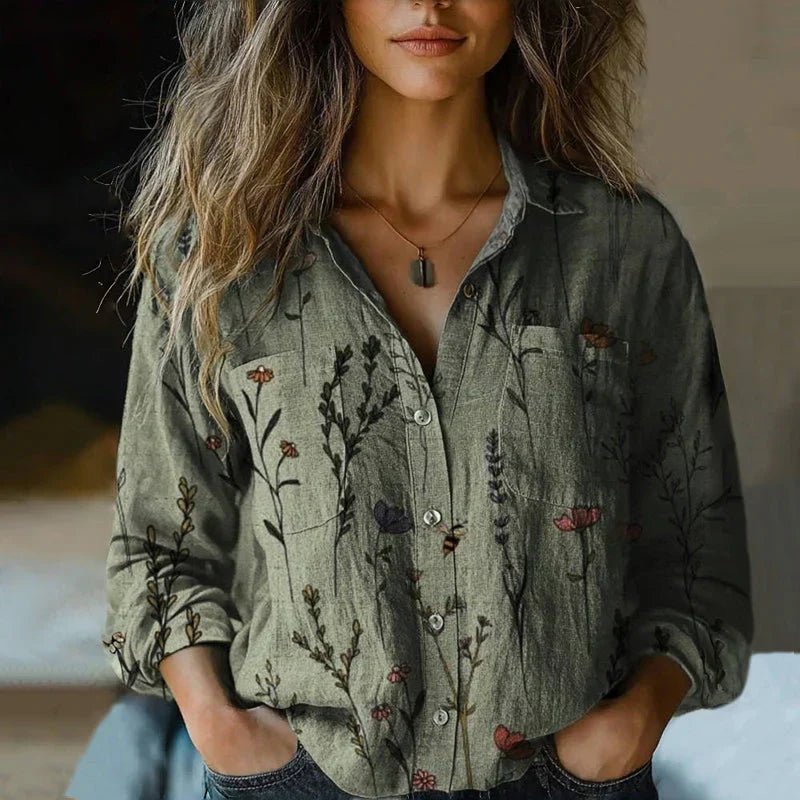 Sophie | Chemisier Vintage Boho-Paisley à Manches Longues pour Femmes avec Boutonnage